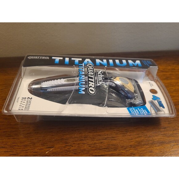 NOS Schick Quattro Titanium 4 Blade Razor 2 Cartridges Edging Blade 2006 Sealed - Picture 4 of 11